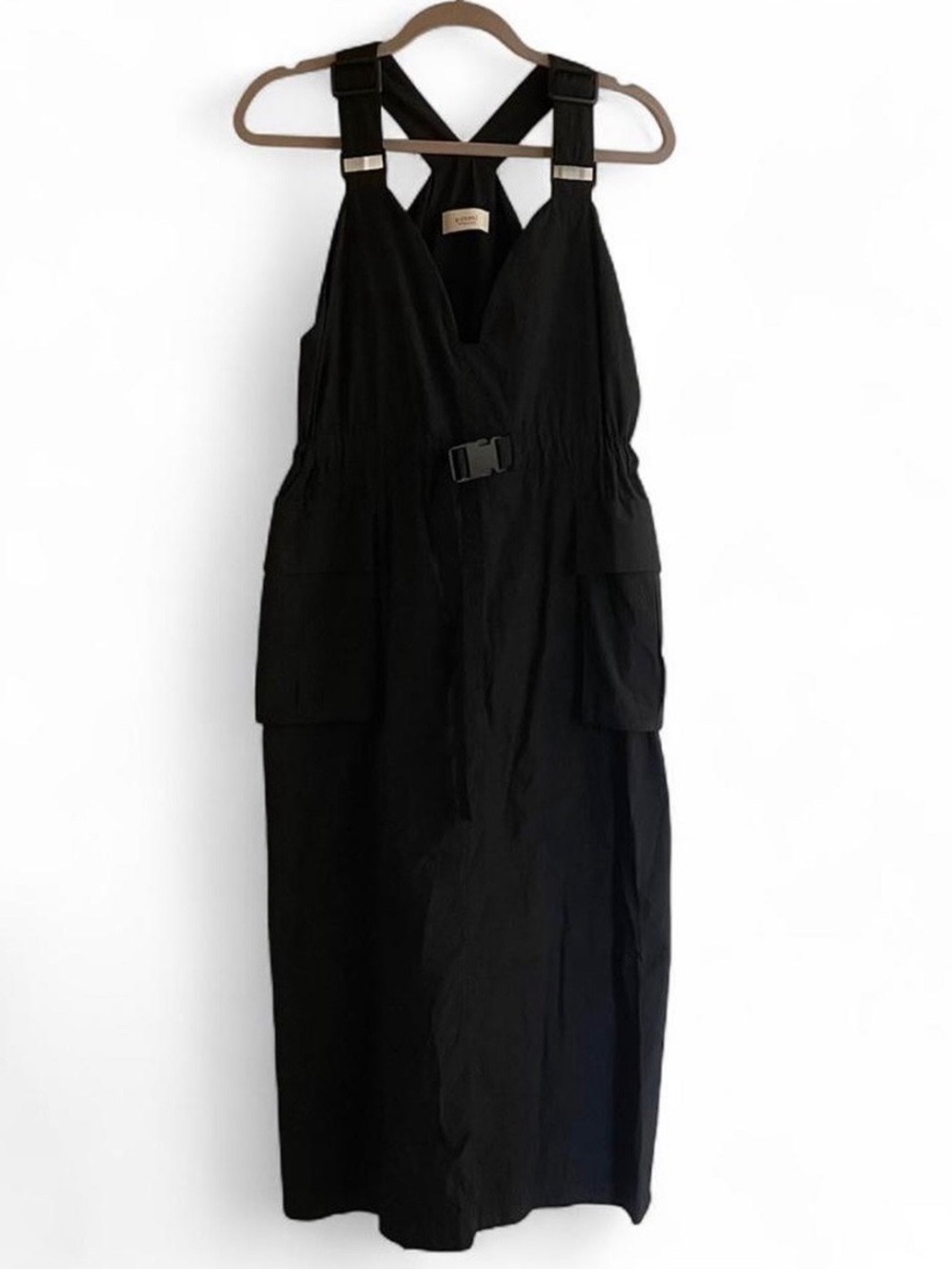 emmi Black Utility Parachute Maxi Dress Cargo Pockets